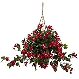 Nearly Natural 6845-RD Bougainvillea Hanging Basket UV Resistant, Red by Nearly Natural [並行輸入品]