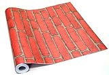 Claurys 壁紙 はがせる レンガ ウォールステッカー 45ｃｍ×10ｍ 防水 簡単 貼り付け 剥がせる 選べるデザイン (赤レンガ)