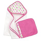 Just Born Just Bath Sea Brights Hooded Towel and Washcloth Set, Starfish by Just Born