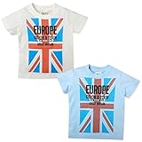 (ホワイト/95cm)ベビー服 男の子 Tシャツ 半袖 ユニオンジャック ロゴプリント 男児 ベビー