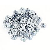 uxcell Tナット　4プロン　1/4"-20ハーフスレッド　12mm高さ　亜鉛メッキ　50個