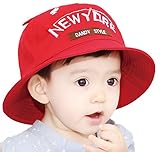 【SEBLES】ベビー 赤ちゃん 帽子 ハット サファリハット あご紐 子ども 子供 日差し UV コットン 綿 無地 ロゴ 耳 春 夏 秋 ユニセックス 男の子 女の子(レッド,3-4歳)