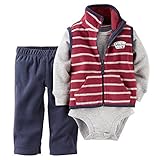 カーターズ Carter's ロンパース ボディスーツ 長袖 ＆ フリース ベスト ＆ パンツ 豪華3点セット 3-Piece Vest Set 3M (55-61cm)