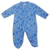 赤ちゃん・ベビー用 くま/ねこのデザイン 長袖スリープスーツ ベビーロンパース ベビー用パジャマ (新生児) (ブルー)