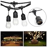 Outdoor String Lights - 48 Feet Long Heavy Duty Hanging Market Patio Cafe Pergola Rope String Backya