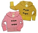 短丈　ダッフルボタンでおしゃれなニットジャケット（濠Du）イエロー　110cm(右)