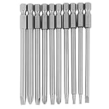 Yosoo 10Pcs 100mm 1/4"六角シャンク 磁気BSTスクリュードライバビットセット （スロット+クロス+セキュリティスター）
