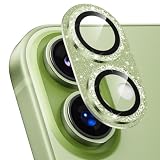 Podick カメラカバー iPhone17用 カメラフィルム キラキラ 9H強化ガラス アルミ合金 耐衝撃 いphone17 カメラ保護 高透過率 キズ防止 露出オーバー防止 一体化 全面保護 気泡ゼロ 指紋防止 貼り付け簡単 アイフォン17 対応 レンズプロテクター (17,グリーン)