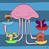 Green Leaf Art Jellyfish Fun Art Canvas Art [並行輸入品]