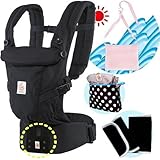 エルゴベビー抱っこ紐（ベルト付）/出産祝サマーセット （ADAPTブラック）【正規品2年間保証-SG認定付】よだれパッド＋収納ポーチ＋ひんやりクールパット付