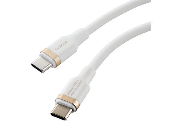 エレコム USB Type C ケーブル 1m 100W PD対応 高速充電 シリコン素材 なめらか やわらか 【 MacBook/iPad/Galaxy/Android スマホ タブレット 等対応 】 ホワイト 【iPhone 16 シリーズ 対応検証済】 MPA-CCECSS10WH