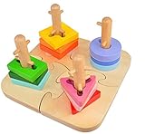 Wishtime 型はめ パズル 形あわせ 赤ちゃん 幼児 幾何形状 棒さし 知育おもちゃ