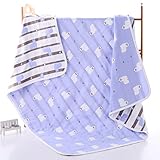 5重赤ちゃんおくるみ ガーゼケット 入浴用　ふわふわ暖かい　柔らかい肌触り ガーゼタオル ベビーブランケット アルパカ ブルー