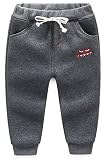 [スゴフィ]SGFY　ボーイズ スポーツパンツ ロングパンツ ベビー 男の子 キッズ 子供服 秋 冬 保温 ズボン ジュニア 刺繍 カッコイイ 3色 (130, ダークグレー)