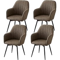 Amazon.co.jp: Sakoda Tarna Dining Chair, Brown, Set of 4 with Arms