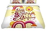 KESS InHouse Jane Smith "It's All Sunshine & Rainbows" Yellow Kids Featherweight Duvet Cover, 68" x 