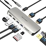 WAVLINK 13-in-1 USB Type-C ミニドッキングステーション HDMIアダプター - 4K出力3840 x 2160@30Hz 多機能 USB 3.0変換アダプター3×USB3.0/1×USB2.0/ LANポートRJ45（1000Mbps）/DP 4K 60Hz/2×HDMI/PD3.0充電(87W)/SD TFカードリーダーポート3.5mm 音声出力/入力