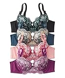 [ニッセン] ブラジャー 花柄刺しゅうブラジャー４枚組 4枚組(グレースカラー) D85