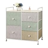 WLIVE 布製チェスト収納 チェスト タンス 衣類収納 3段5杯 引き出し付き 幅830*奥行290*高さ770mm マルチカラーシリーズ 北欧風 MF0076A