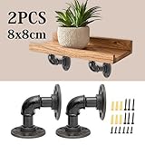 KINGSO 2個工業ブラック鉄パイプシェルフブラケット壁マウントフローティングシェルフ吊り壁のハードウェアスチームパンク装飾カスタム配管パイプシェルフシェルフRestorationハードウェアシェル