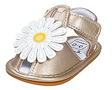 C-Princess ベビーシューズ サンダル ファーストシューズ 歩行靴 乳児靴 女の子 赤ちゃん キッズ 子供用 お花モチーフ つま先保護 滑り止め ゴールド 11cm
