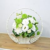 大きな菊2輪を使用した和風アレンジメント バスケットカラー：ホワイト 還暦 祝い 誕生日 プレゼント 生花 お彼岸 お見舞い お供え