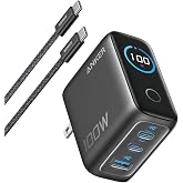 Anker Charger (100W, 3 Ports) with USB-C & USB-Cケーブル ダークグレー | 充電器【PSE技術基準適合/折りたたみ式プラグ】MacBook PD対応Windows PC iPad iPhone 17シリ