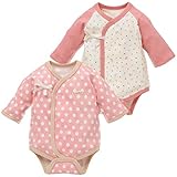 西松屋 EFD 2枚組長袖打ち合わせロンパース肌着（ドット・ウサギ）【新生児・60cm】 新生児 60