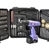 iimono117　電動ドライバー 21.6V & 92パーツ / 【 1年保証付 】電動ドリル ドライバードリル 電動工具 充電ドライバー ドライバーセット (パープル)