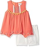 Little Lass Girls' 2 Pc Woven Short Set Fresh Salmon 4 [並行輸入品]
