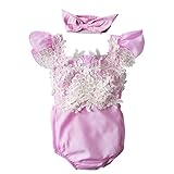 (ビッグエレファント) Big Elephant女の子用ロンパース半袖正規品ボディスーツロンパース ボーダー柄 ピンク&ヘッドバンド2枚セット 3-24ヶ月 J01 (12-18ヶ月)