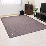 フリーリー ラグ カーペット 綿100% 190×240cm キルティングラグ 洗える ３畳 カーペット ラグマット 洗える 絨毯 じゅうたん オールシーズン (Lサイズ・ブラウン)