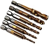 Wanda-b ドリル タップ チタン HSS 六角軸 M3 M4 M5 M6 M8 M10 穴あけ ネジ 切り 6本 セット