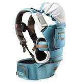 【ベビーアムール 】Bebamour 抱っこひも オールシーズンズ使用可能 おしゃれ 使いやすい 9way 安全ベルト付 ベビーキャリア おんぶ (ライトブルー)