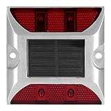 道路ライト4LEDLEDソーラーライトIP67 路面表示灯　道路表示灯　視線誘導 　芝生ランプ　歩道ライト ソーラー充電 防水　省エネ 耐久性 おしゃれ　夜間　耐重量道路 鋲　駐車場(レッド)