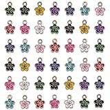 [ファイニエ] チャーム 桜 ミックス 9mm 50個 さくら パーツ カラフル フラワー ゴールド カン付き 桜の花 花びら メタルチャーム 花 BD4133