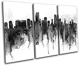 太字ブロックデザイン – Miami City IndustrialグランジUrban TREBLEキャンバスアートプリントボックスフレーム壁吊り下げ – Hand Made In The UK – 