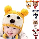 CREA かわいい クマ 耳 ベビー キッズ ニット帽 耳まで あったか ニット 帽子 男の子 女の子 用 (イエロー)