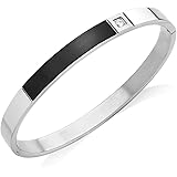 555Jewelry Stainless Steel Hinged Lock CZ Cuff Bangle Bracelet for Men & Women
