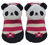 ツイン ベビーソックス パンダマスコット付 11-13cm 北欧ボーダー靴 ピンク
