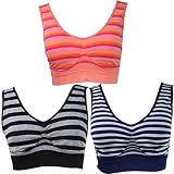 授乳ブラ マタニティブラ ノンワイヤーブラ 授乳ブラジャー ストラップオープン 3枚セット ボーダー×オレンジミックス S-M