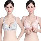 妊娠授乳ブラジャー, KUCIレディース 妊婦マタニティブラジャー 授乳ブラジャー前開き 産前 産後 通気性のある綿 (Grey+Pink/2Pack, 80B)
