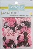 Dritz 350S-35 Babyville Boutique Snaps 60-Pkg-Mod Girl Flowers- Brown-Pink-Light Pink
