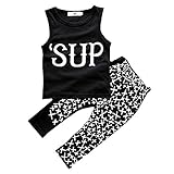 2Bunnies Little Boys Toddler 2 Piece SUP What's Up Tank T-shirt Elastic Pants Outfit Set (2T Black) 