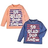 (オレンジ/95cm)ベビー服 男の子 Tシャツ 長袖 ボーダー ロゴプリント 男児 ベビー