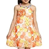 Ruideng ガールズアップルパターンホルターシフォンプリンセスドレス甘い服スカートドレス (110cm, オレンジ)
