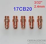 CHNsalescom 5個17CB20ショートコレットボディーティグ溶接トーチWP-17 WP-18 WP-26 2.4mm 3/32