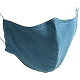 [クインテット] 蒸れない 麻マスク 日本製 麻 リネン 布マスク 洗える 洗濯 ファッションマスク オシャレ 大人用 小さめ 大きめ 11-msk-601 (ミネラルブルー, 通常サイズ)