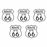 【カッティングステッカー アメリカ ルート66（Route 66）ミニサイズ 5枚組 幅約5cm×高約5.5cm カラー：黒（ブラック）】ハンドメイド 国道66号線 道路標識