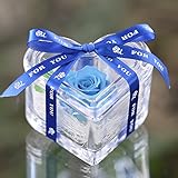 アートフォーシーズン ハート”光るバラ”ホタル 四つ葉のクローバー入り プリザーブドフラワー (ブルー)